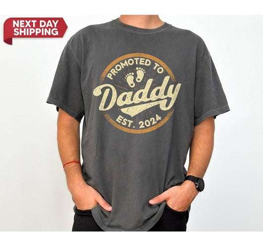 Promoted to Daddy 2024 T-Shirt Funny Humor New Dad Baby First Time, Gift For Dad, New Dad Gift Shirt, Baby Reveal Shirt,...