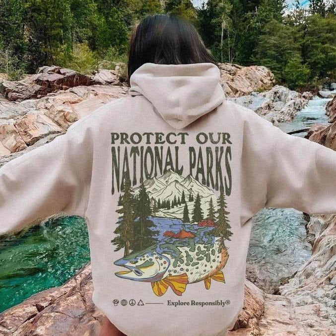 Protect National Parks Tshirt-Sweatshirt-Hoodie, Protect Our Parks Sweatshirt, Granola Girl, Aesthetic Hiking Shirt, Unisex Sweater Pullover Tee, tshirt hot trend