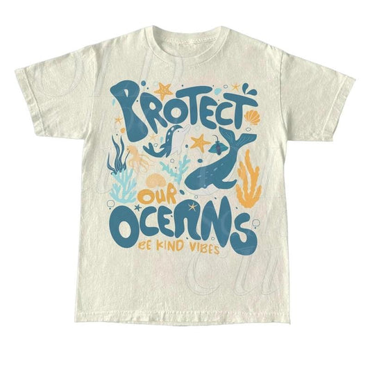 Protect Our Oceans 90s Tattoo Sea Animal Tshirt, Retro Ocean Nature Shirt, Sealife, Ocean, Whale, Orca, Turtle, Dolphin,...