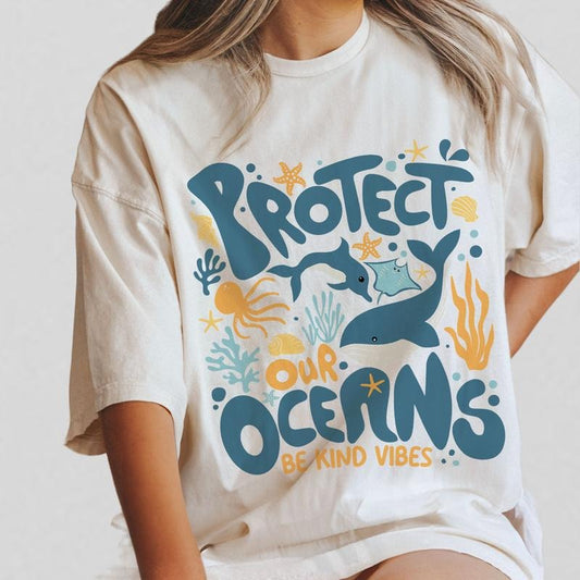 Protect Our Oceans Shirt, 90s Sea Animal Tshirt, Shirt For Women, Animal Lover Shirt, Retro Ocean Nature Shirt, Sealife Tee, Unisex Adult Tee, Ocean Shirt, Gift For Her, Women's Tops, Sea Animal Lover Tee, Vintage Shirts