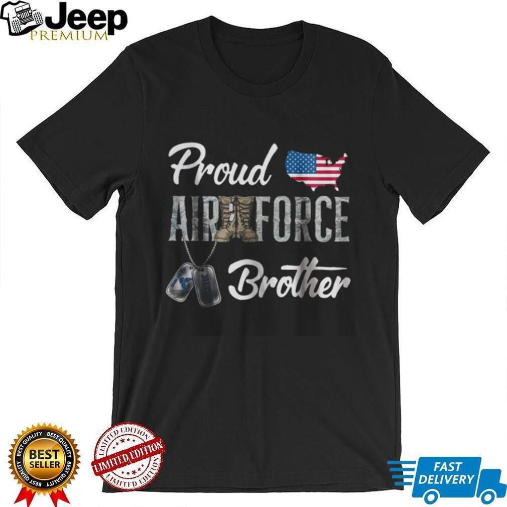 Proud Air Force Brother US Map Flag & Military Boots T shirt