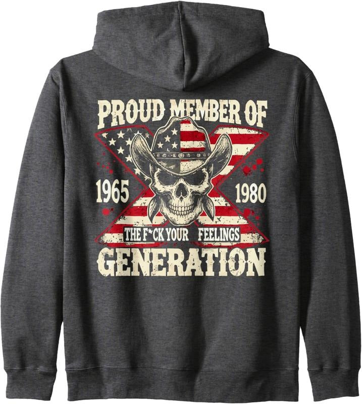 Proud Member Of Your Feelings USA Skull Generation X Zip Hoodie