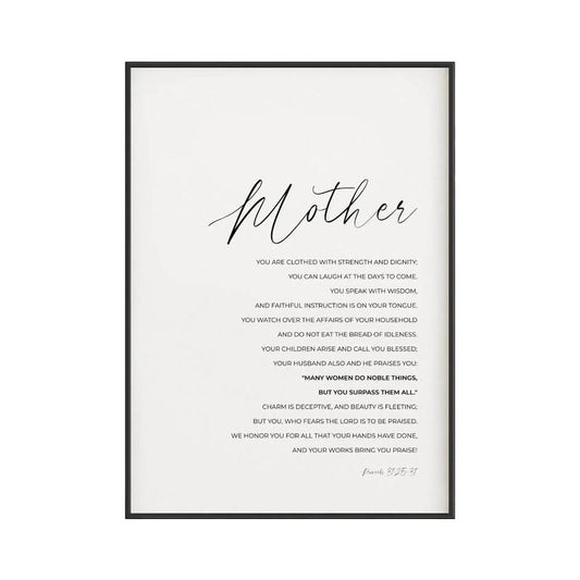 Proverbs 31:25 31, Christian Mother's Day Gift, Mom Scripture Decor, Gifts For Mother Mom Wall Art Decor, Poster Prints...