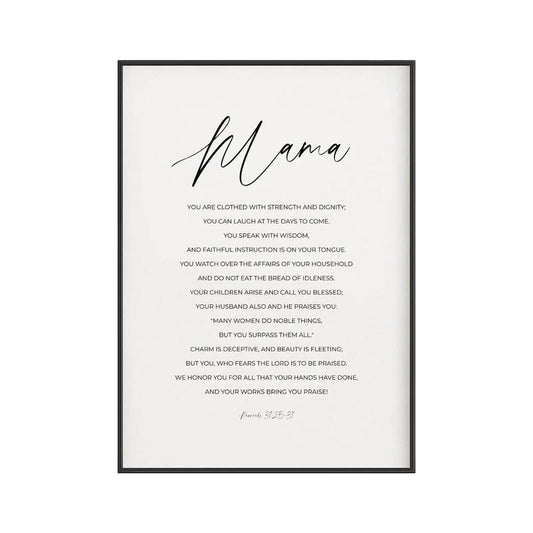 Proverbs 31:25 31, Mama Bible Verse Gift, Scripture Instant Decor, Gifts For Mother Mom Wall Art, Poster Prints No Frame,...