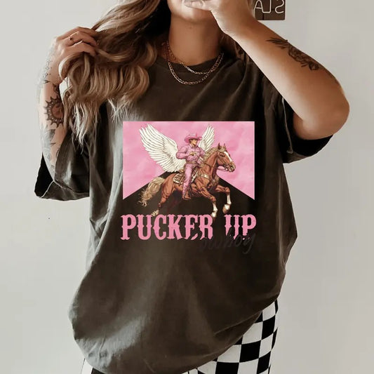 Pucker Up Cowboy Shirt ~ Unisex Apparel Relaxed Fit Printed In The USA Clothing Womenswear Casual Comfort Cotton Top Athletic Boho Chic