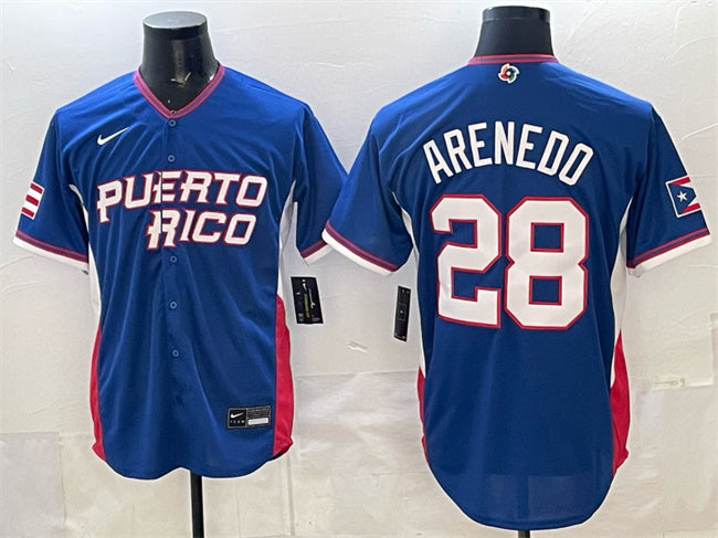 Puerto Rico Baseball #28 Nolan Arenado Royal 2026 World Baseball Classic Road Stadium