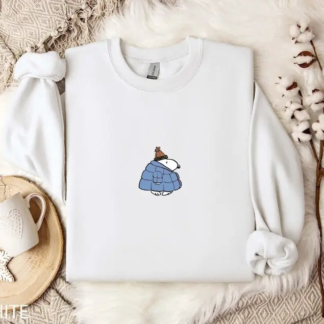 Puffer Jacket Hoodie, Sweatshirt, Winter Shirt, Christmas Crewneck, Cute Christmas Dog Lover Gift