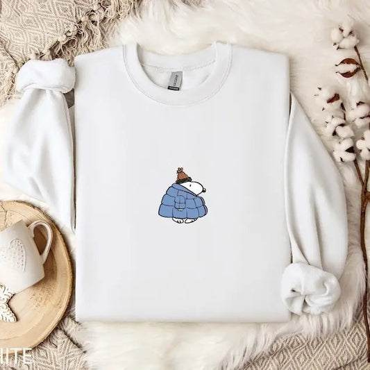 Puffer Jacket Hoodie, Sweatshirt, Winter Shirt, Christmas Crewneck, Cute Christmas Dog Lover Gift