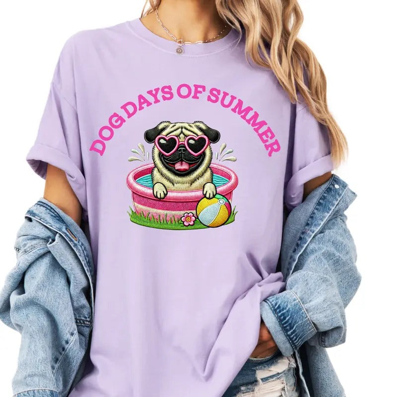 Pug Dog Days of Summer Shirt ~ Unisex Apparel Relaxed Fit Printed In The USA Clothing Womenswear Casual Comfort Cotton Top Athletic Boho Chic
