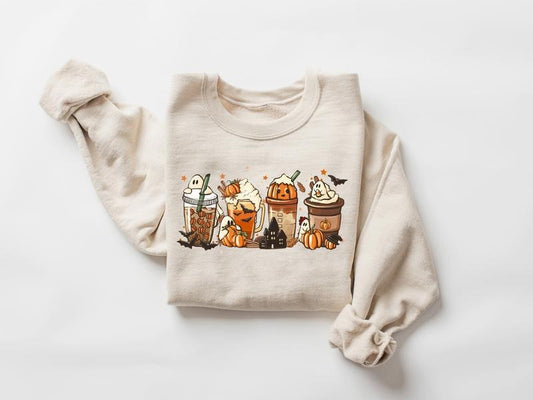 Pumpkin Latte Sweatshirt, Halloween Coffee Shirt, Fall Coffee Sweatshirt, Fall Coffee Tee, Coffee Lover Shirt, Halloween...