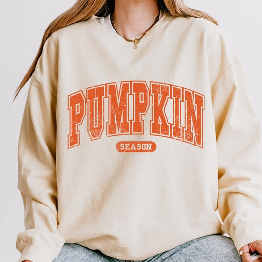 Pumpkin Season Sweatshirt - Vintage Halloween Design, Unisex, Comfortable Cotton, Casual Style, Fall Crewnecks, Trending T-Shirt for Womenswear
