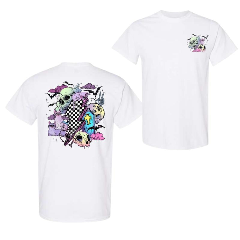 Pumpkin Season and Witchy Cat Halloween 2 Sides T-Shirt, Unisex T-Shirt  For Men And Women, Trendy Shirt