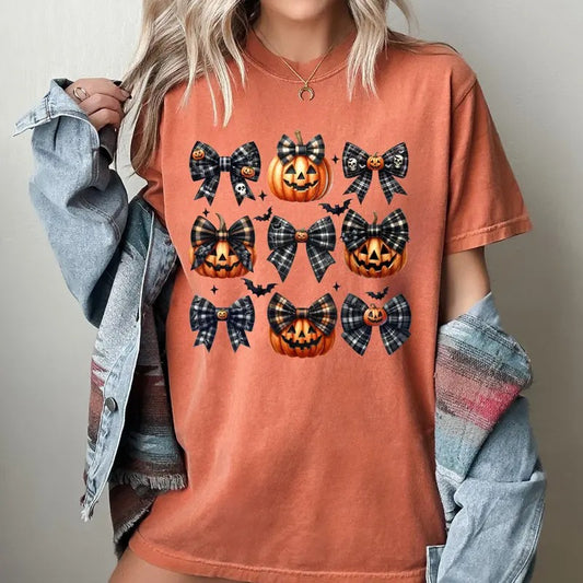 Pumpkin, Bow, Coquette, Vintage, Western, Witch, Aesthetic, Meme, Halloween, Costume, Tshirt, Women's Comfort Colors Tshirt, Halloween Tee, Witch, Spooky, Ghost