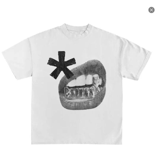 Punk Lips Print Fashion Y2K Gothic Streetwear T-Shirt Y2K Shirts Vamp Opium Aesthetic Streetwear Y2k TeesAesthetic Streetwear Y2k Tees - Y2K Shirt-Unisex tee
