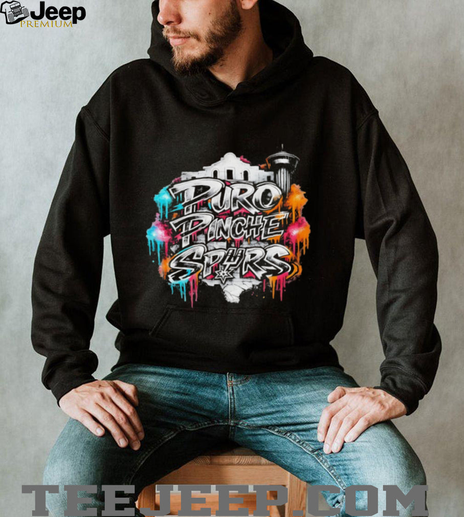 Puro Pinche Spurs San Antonio Skyline Graffiti Graphic T Shirt