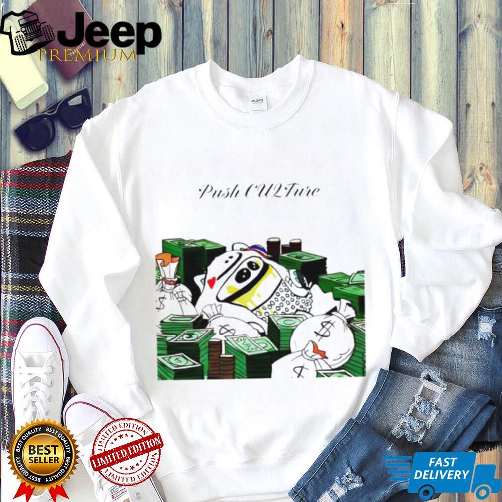 Push CU2Ture Money Bags Streetwear Cartoon Graphic T Shirt