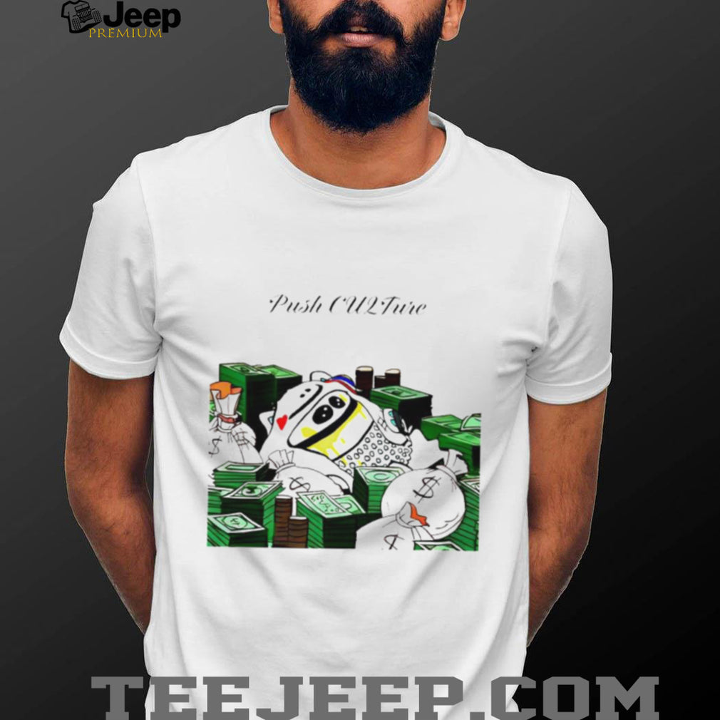 Push CU2Ture Money Bags Streetwear Cartoon Graphic T Shirt