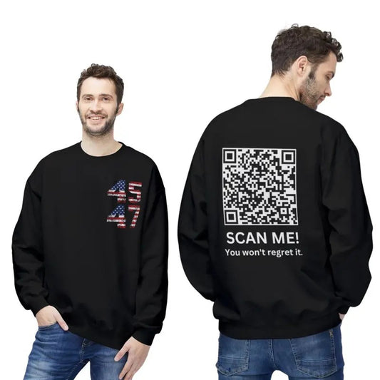 QR Code YMCA Dance Front and Back Sweatshirt, Funny Trumppp Apparel, Unisex Sweatshirt, Trum is Your President, Midweight Fleece Trumppp