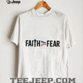 Faith Over Fear Christian Cross & American Flag Ribbon T Shirt