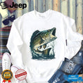 Largemouth Bass Fishing Jumping Out of Water Illustration T shirt