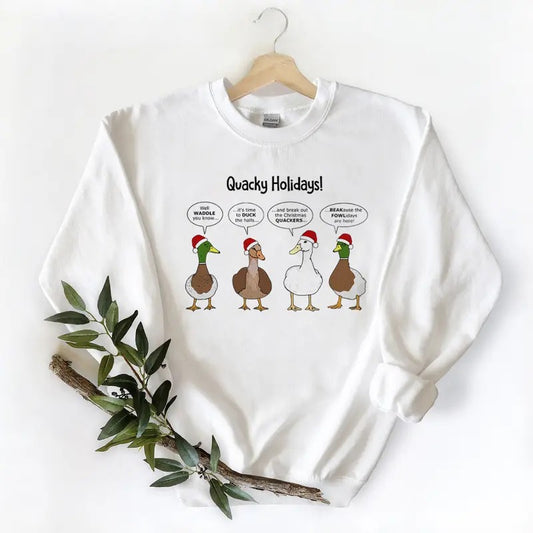 Quacky Holiday Mallard Duck Christmas Unisex Tshirt Sweatshirt Hoodie Cotton