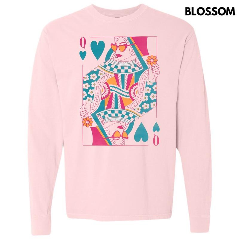 Queen Of Hearts Card Long Sleeve Comfort Colors T-Shirt