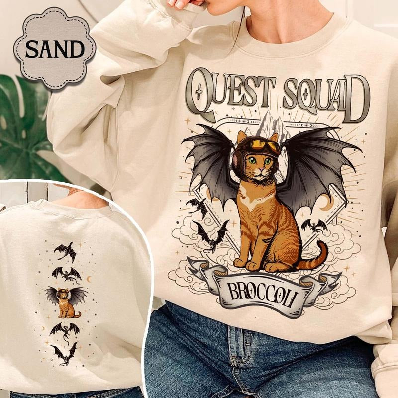 Quest Squad Broccoli Sweatshirt, Onyx Storm Shirt, Fourth Wing, Xaden Riorson, Ridoc Romantasy Fan Shirt, Dragon Rider, Bookish Tee Vintage Basgiath Dragon Sweatshirt