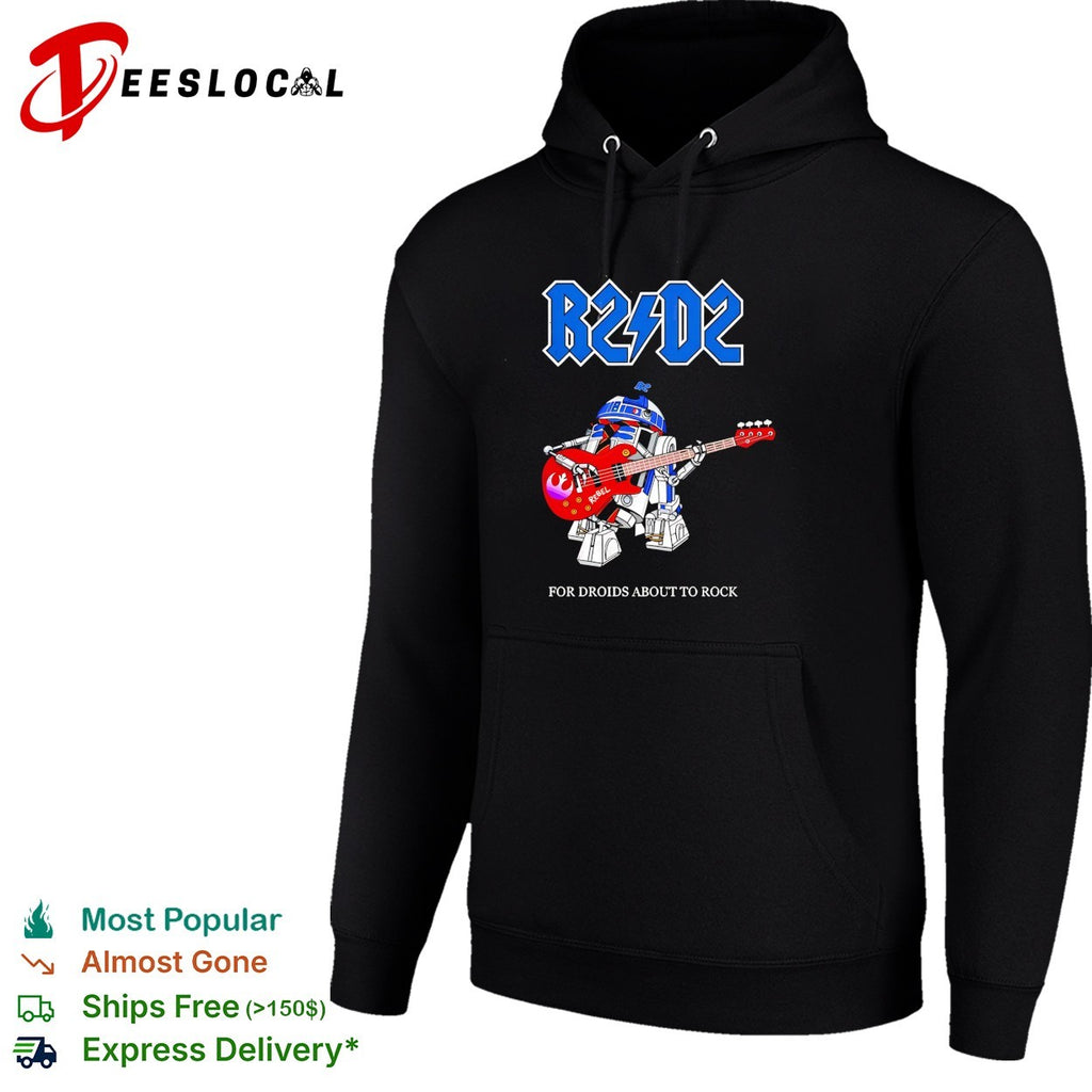 R2 D2 for droids about to rock AC DC parody shirt
