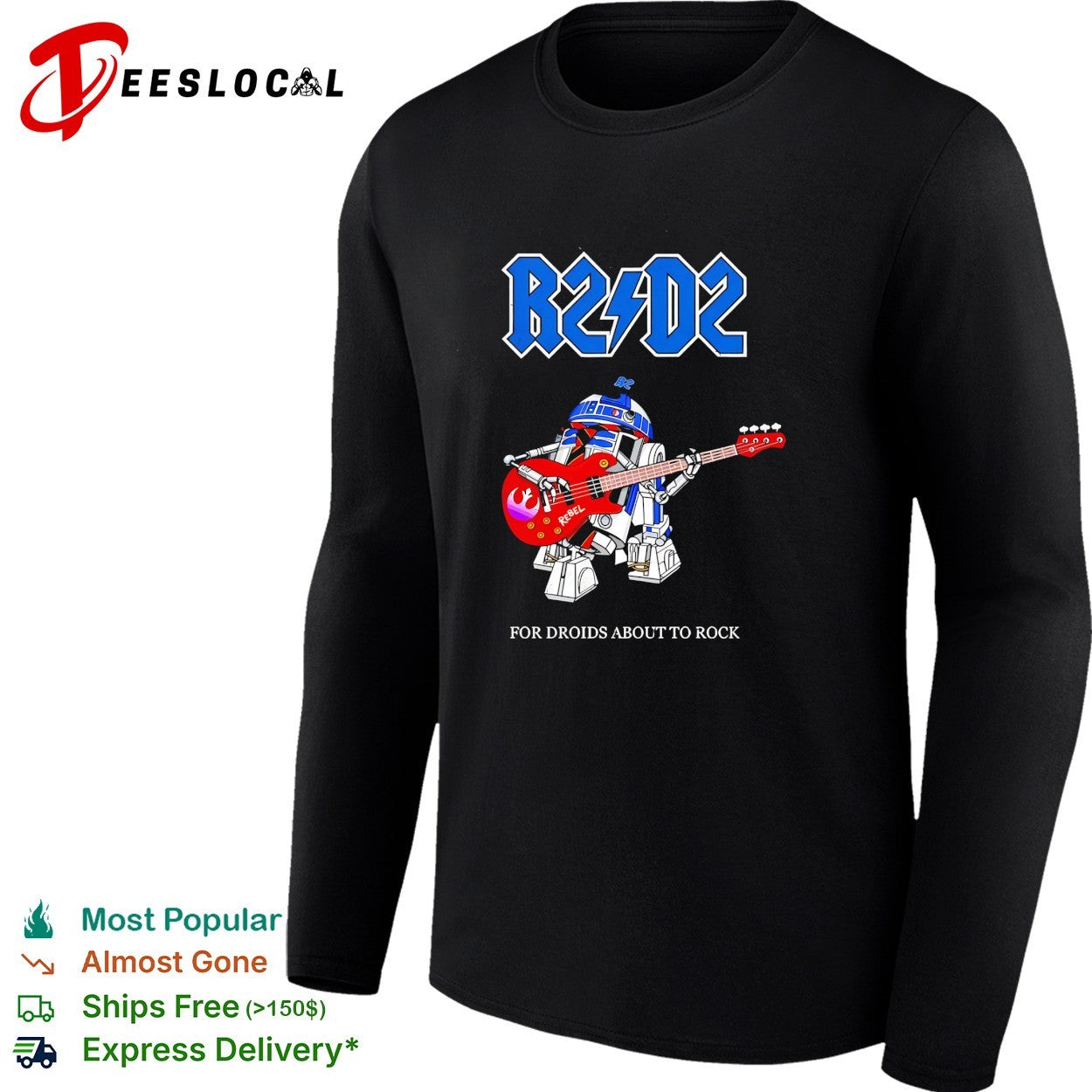 R2 D2 for droids about to rock AC DC parody shirt
