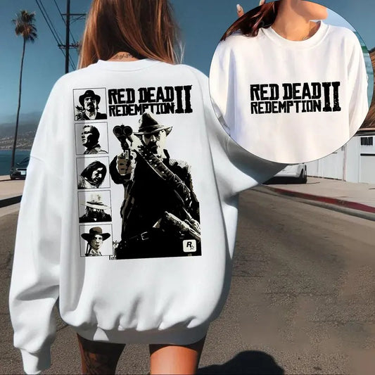 RDR2 Full Characters Shadow Vintage Sweatshirt, Arthur Morgan Red D*ad Redemption Shirt, Gift For Movies Lovers Casual Clothing, Gaming Sweatshirts