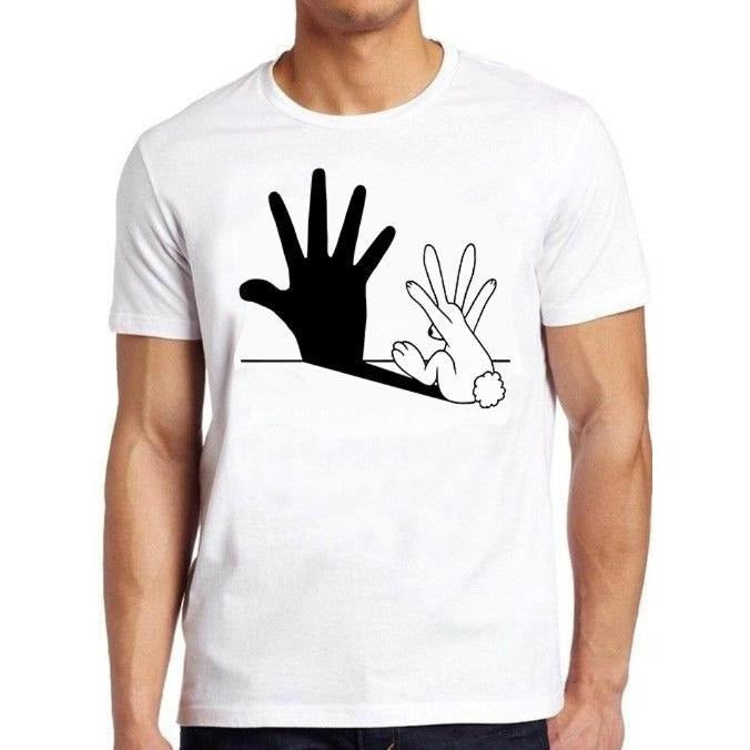 Rabbit Hand Shadow Art Cool Gift Tee T Shirt Made in USA