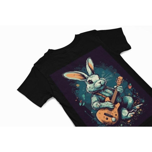 Rabbit t shirt - Rabbit playing the guitar T Shirts - Unisex animal Graphic Shirt - Rabbit lover Gift - Music Gift - Quirky graphics t shirt Made in USA