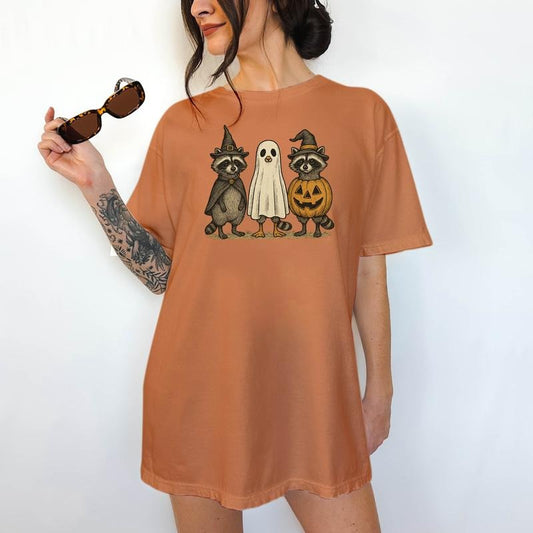Raccoon Ghostie - T-Shirt, Unisex T-Shirt, Funny Tee, Comfortable Shirt, Hallowen Theme