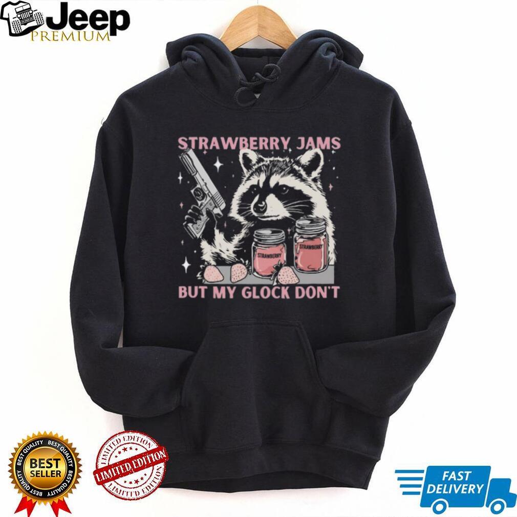Raccoon Strawberry Jams But My Glock Don’t Funny Animal T Shirt