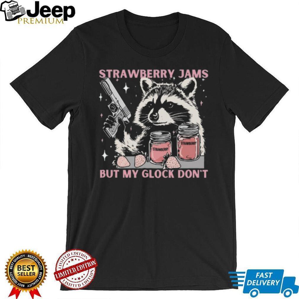 Raccoon Strawberry Jams But My Glock Don’t Funny Animal T Shirt