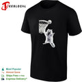 Raccoon flying and dunking basketball in hoop shirt
