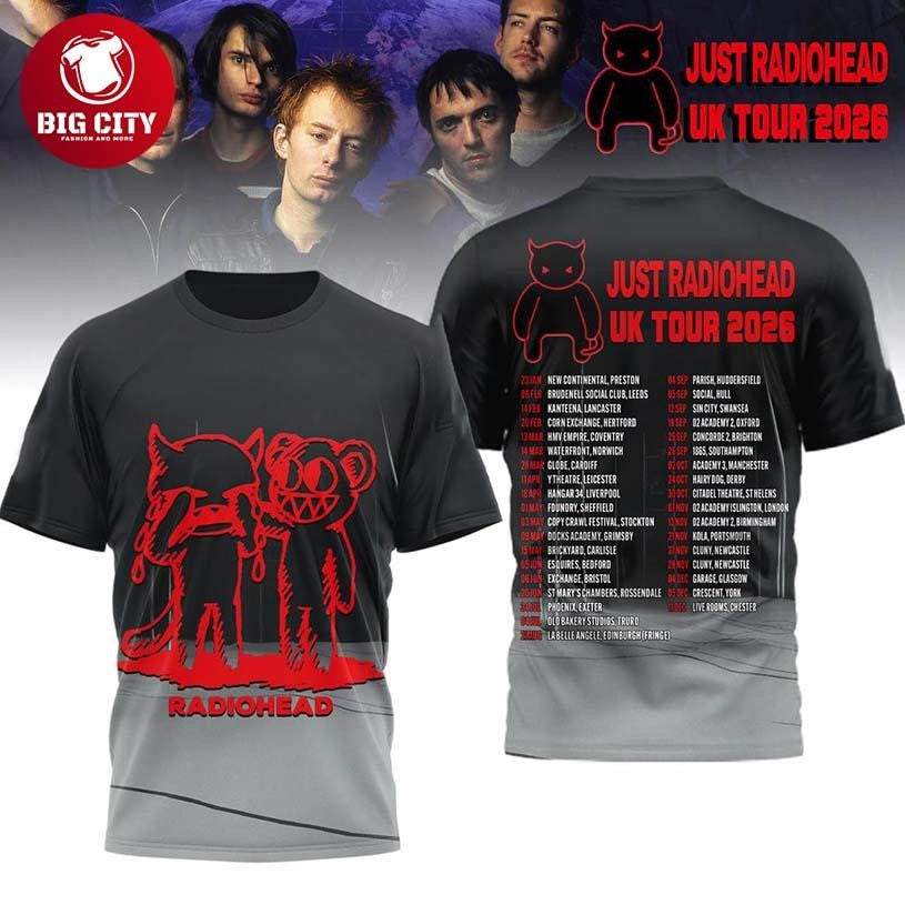 Radiohead Just UK Tour 2026 Celebrating With Schedule Two Sided Shirt