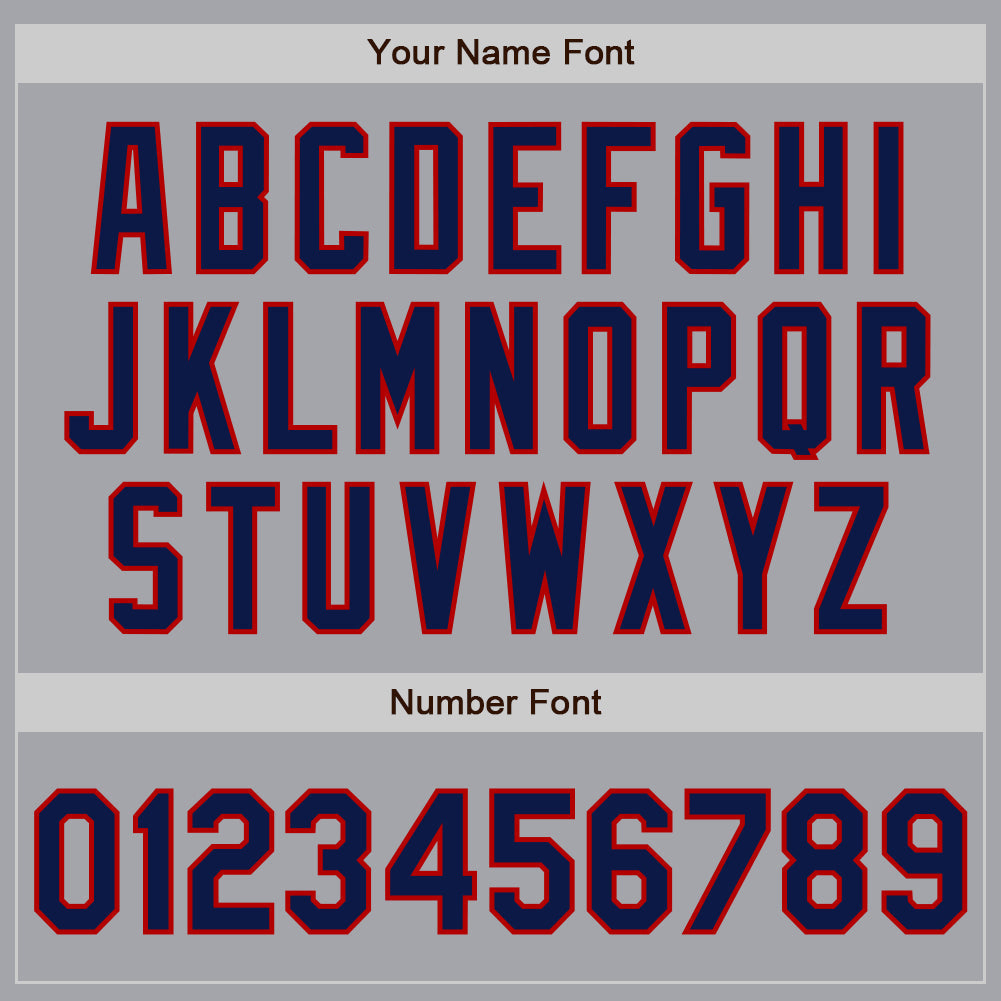 Custom Gray Navy-Red Authentic Raglan Sleeves Baseball Jersey