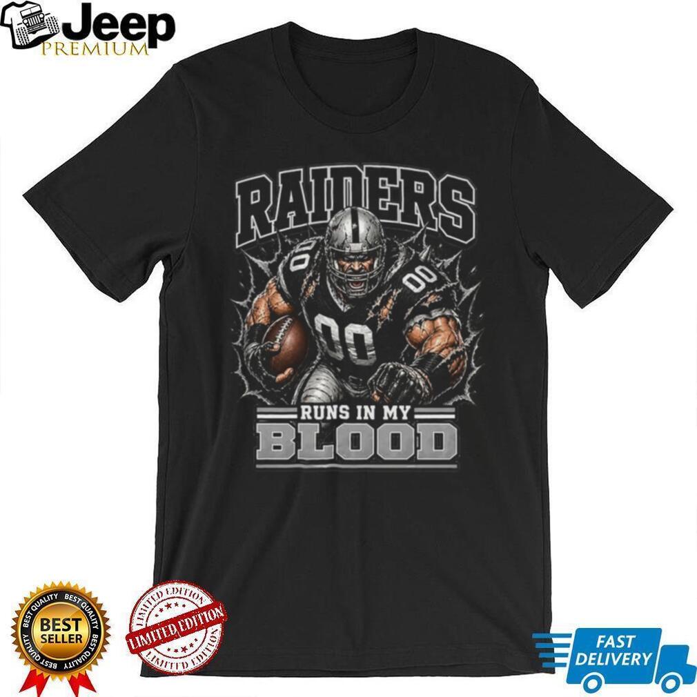 Raiders Football Runs In My Blood Vintage Retro Sports Fan Apparel For Men Women Shirt