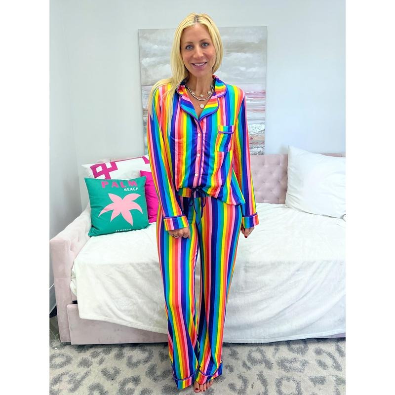 Rainbow Stripe Pajama Set T-Shirts, Hoodie, Sweatshirt | WearSparks.com