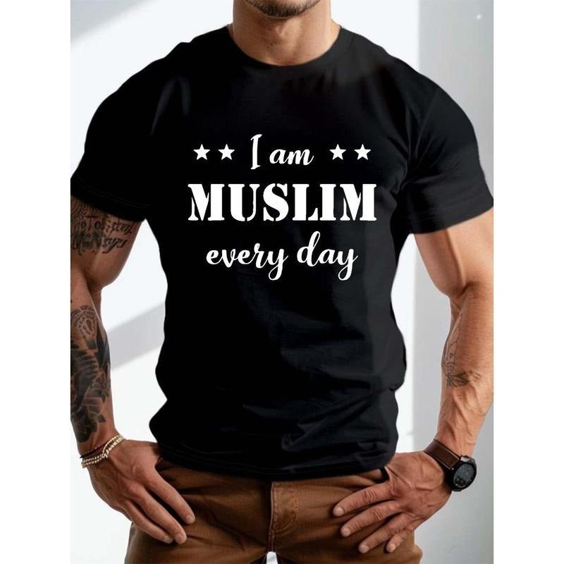 Ramadan fashion letter Islamic men's T-shirt Made in USA