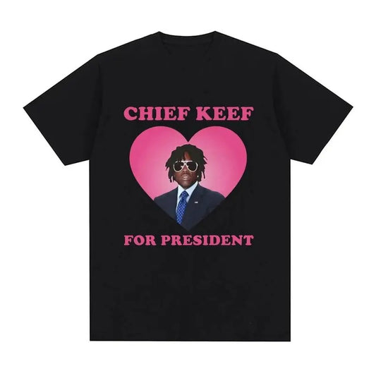 Rapper Chief Keef for President T Shirt Men Fashion Casual Short Sleeve Tshirt Aesthetic Vintage Tshirts Streetwear