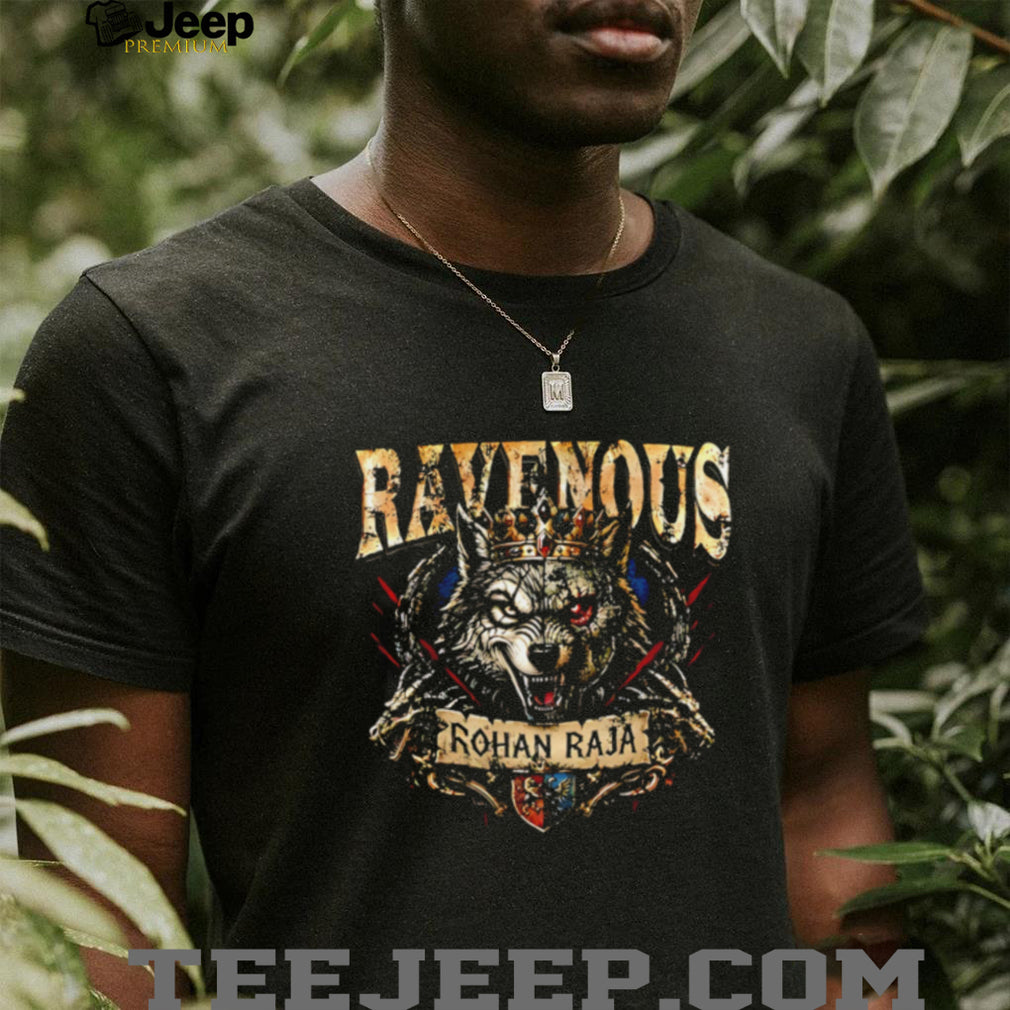 Ravenous Rohan Raja wolf wearing crown illustration shirt
