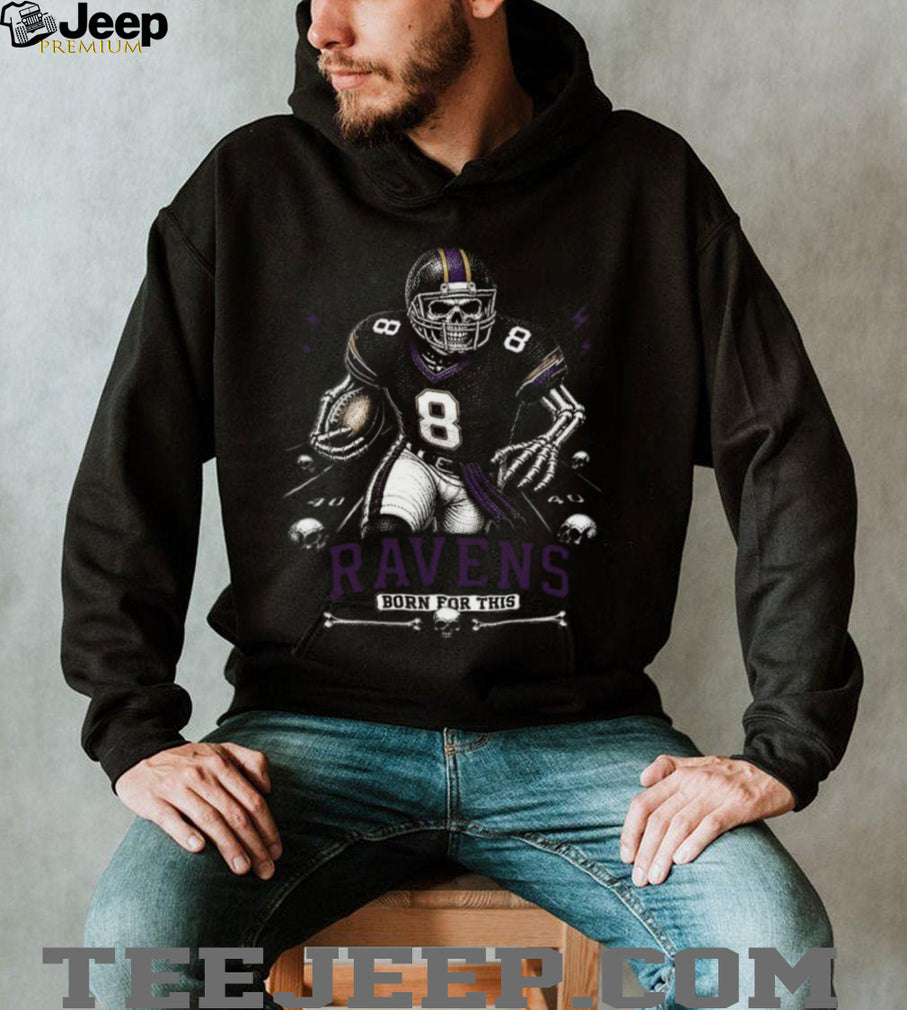 Ravens Football Skull Born For This Retro Vintage Game Day Gift Fans Men Women Shirt