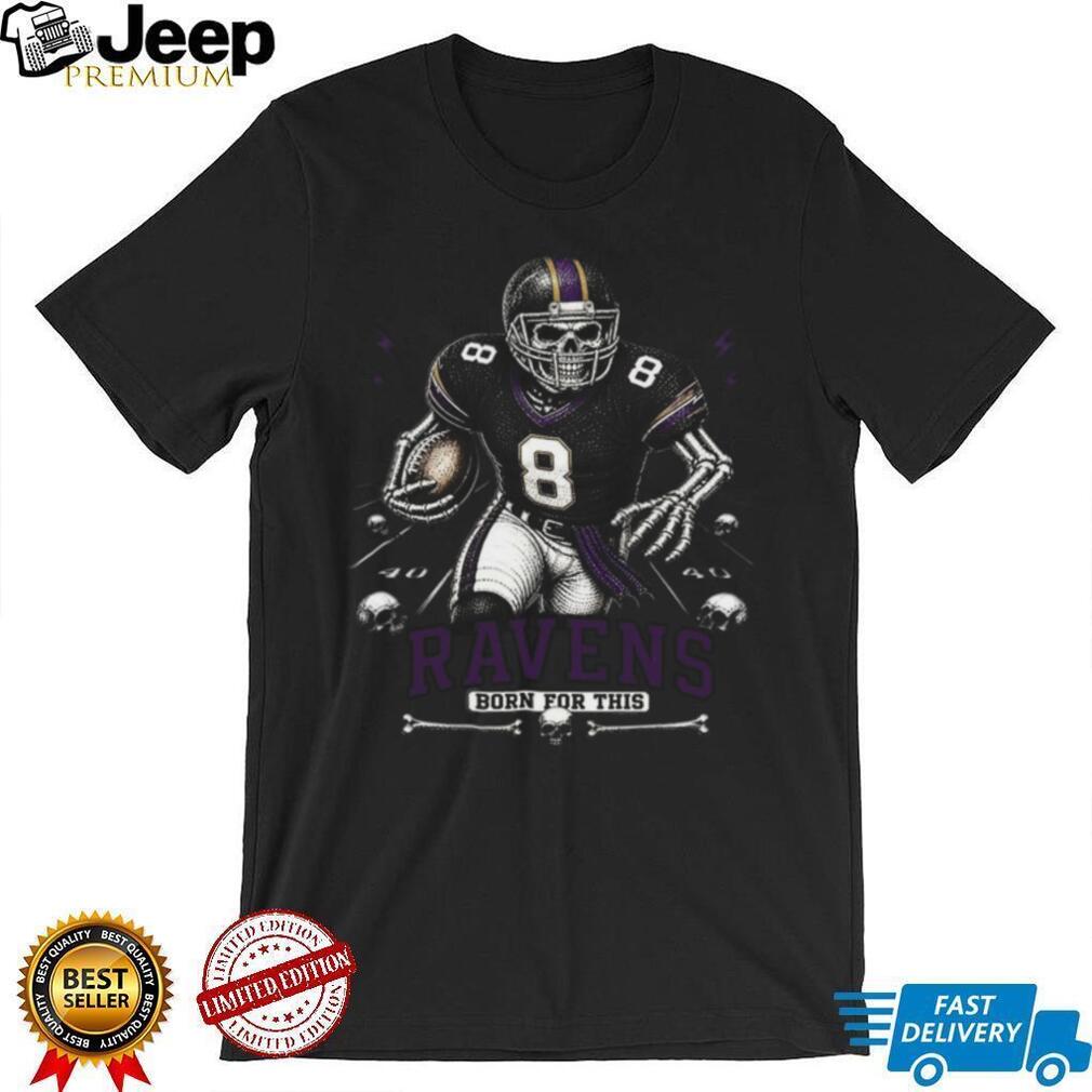 Ravens Football Skull Born For This Retro Vintage Game Day Gift Fans Men Women Shirt