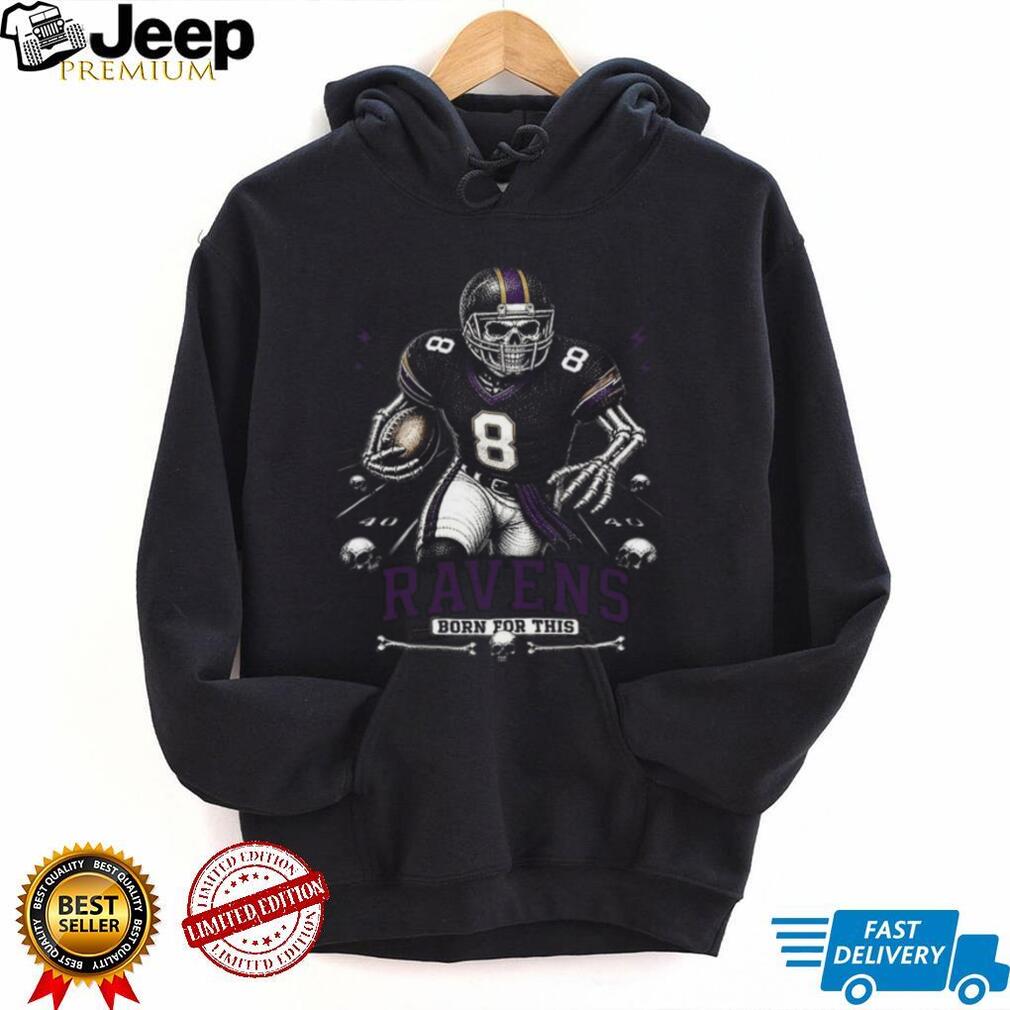 Ravens Football Skull Born For This Retro Vintage Game Day Gift Fans Men Women Shirt