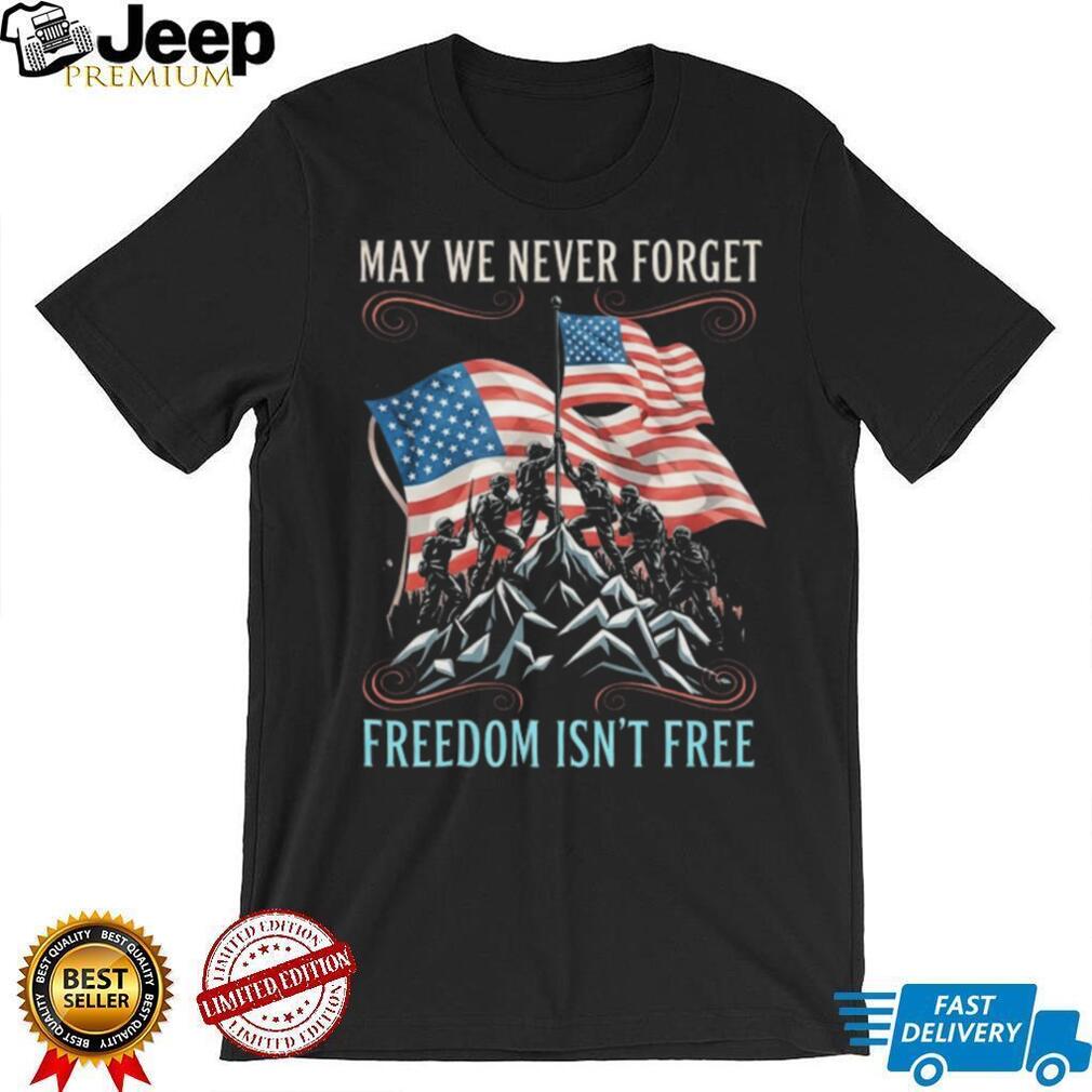 May We Never Forget Freedom Isn’t Free Patriotic American Flag T Shirt
