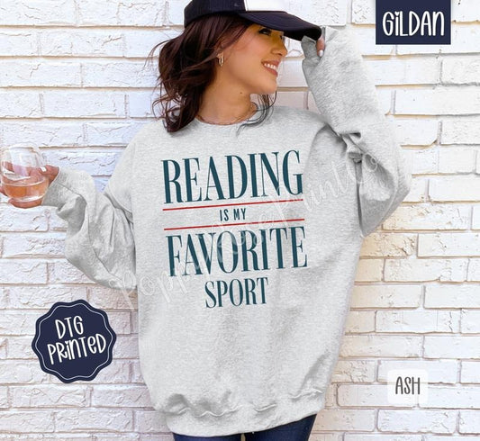 Reading Is My Favorite Sport Sweatshirt, Trendy Women's Sweater