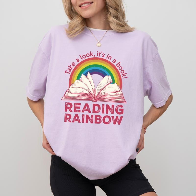 Reading Rainbow Comfort Colors Shirt, Book Lover Rainbow T-shirt, Librarian Tee, Librarian Clothing, Gift For Teacher,...