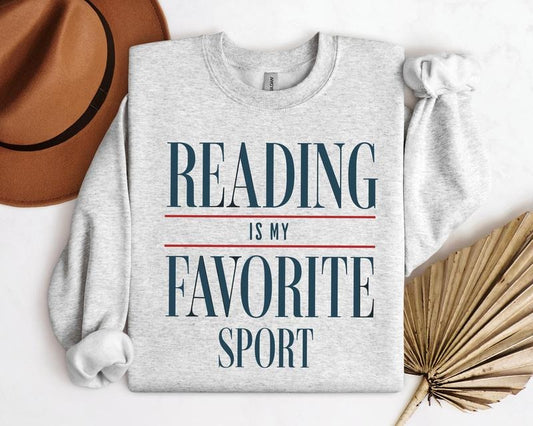 Reading is My Favorite Sport Sweatshirt, Vintage Reading Sweater, Booklover Gift, Bookish Apparel, Cool Librarian Wear, Reader Gift for Her